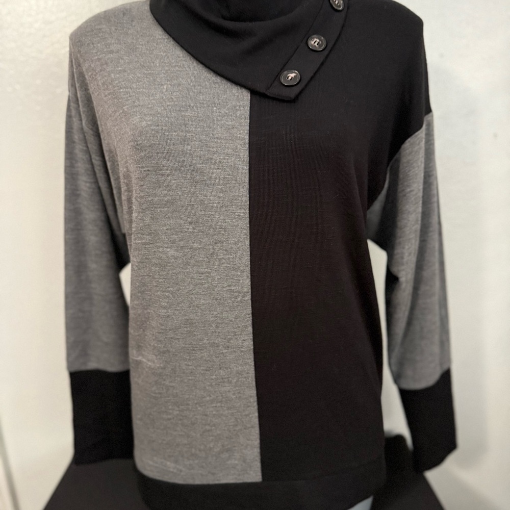I.N. Studio Two-Tone Cowl Neck Sweater